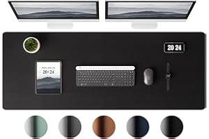Aothia Leather Desk Pad Protector - Large Mouse Pad, Office Desk Mat, Non-Slip PU Leather Desk Blotter, Laptop Desk Pad, Waterproof Desk Writing Pad for Office and Home (Black, 38" x 13.7")