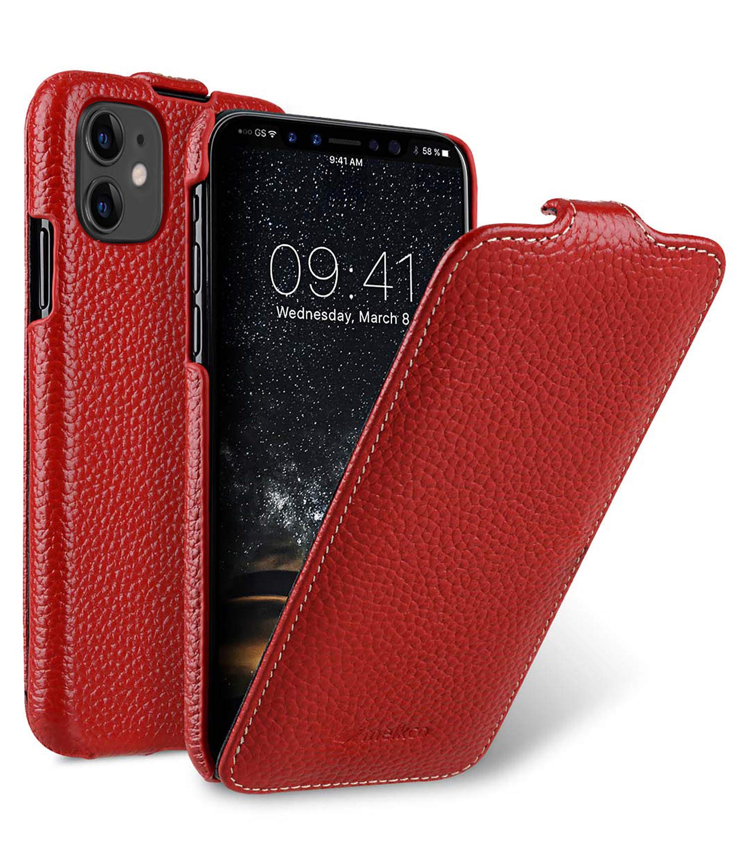 MELCKO Case for Apple iPhone 11 (6.1 Inch) Coated Leather Flip Case Protective Cover Flip Case Slim Cover Red