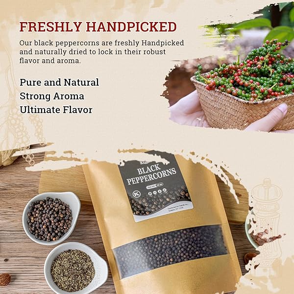 52USA WHOLE BLACK PEPPERCORNS 12 OZ + HIMALAYAN PINK SALT (COARSE GRAIN) 2 LB – SALT AND PEPPER GRINDER, BLACK PEPPERCORN REFIL, PINK HIMALAYAN SEA SALT, 2 PIECE SET