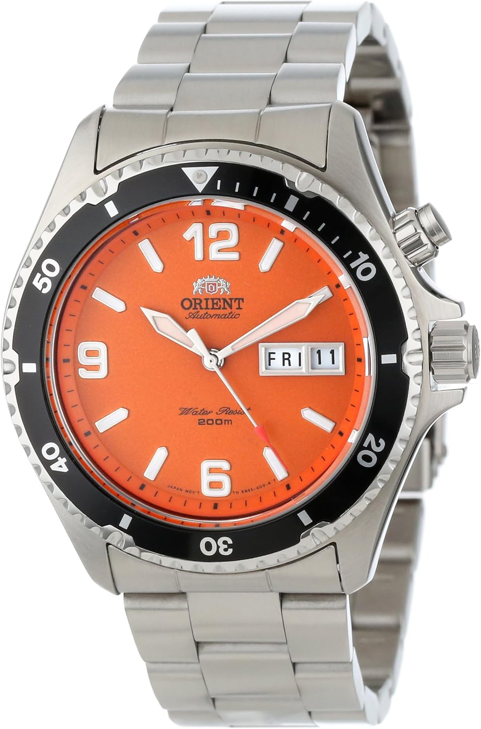 Orient Mens FEM65001MW Orange Mako Stainless Steel Automatic Dive Watch Amazon.ca Watches