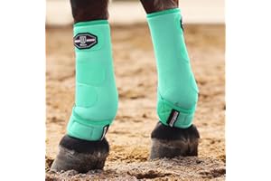 Harrison Howard Horse Sport Medicine Front Shock-Absorbing Boots All-Round Lower Limb Protection & Support Sport Boots Perfect for Endurance Training and Performance Pack of 2 Mint L