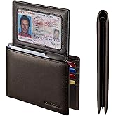 Genuine Leather Wallet for Men 12 Cards Mens Wallet Bifold Rfid Blocking with 2 ID Windows Card Holder Wallet with Gift Box