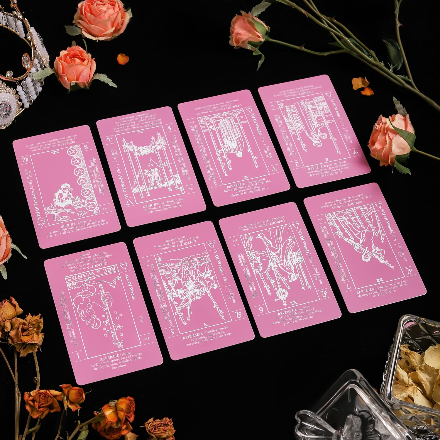 Sincerez Tarot Cards Deck for Beginners with Meanings On Them,Tarot Card with Guidebook (pink)