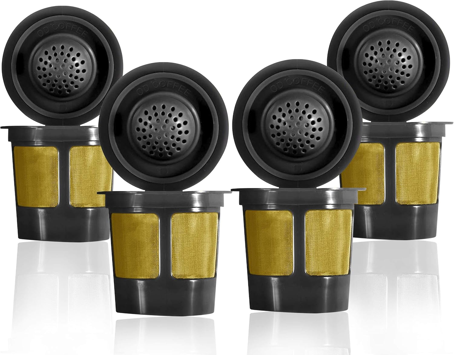 Reusable K Cups For Keurig 2.0 & 1.0 Brewers Universal Fit For Easy To Use Refillable Single Cup Coffee Filters, Keurig filter, Reusable k cup Eco Friendly Golden Mesh Filter (Pack of 4)