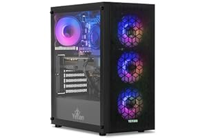 YEYIAN Yumi Gaming PC Desktop, AMD Ryzen 5 5600X 4.6 GHz, Nvidia RTX 4060 8GB, 1TB NVMe SSD, 16GB DDR4 3200MHz, 650W Gold PSU, ARGB Fans, AC WiFi & Win 11 Home