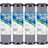 1 Micron 2.5" x 10" Whole House CTO Carbon Water Filter Cartridge Replacement for Under Sink Water Filter System, Dupont WFPFC8002, WFPFC9001, FXWTC, SCWH-5, WHEF-WHWC, WHCF-WHWC, AMZN-SCWH-5, 4Pack