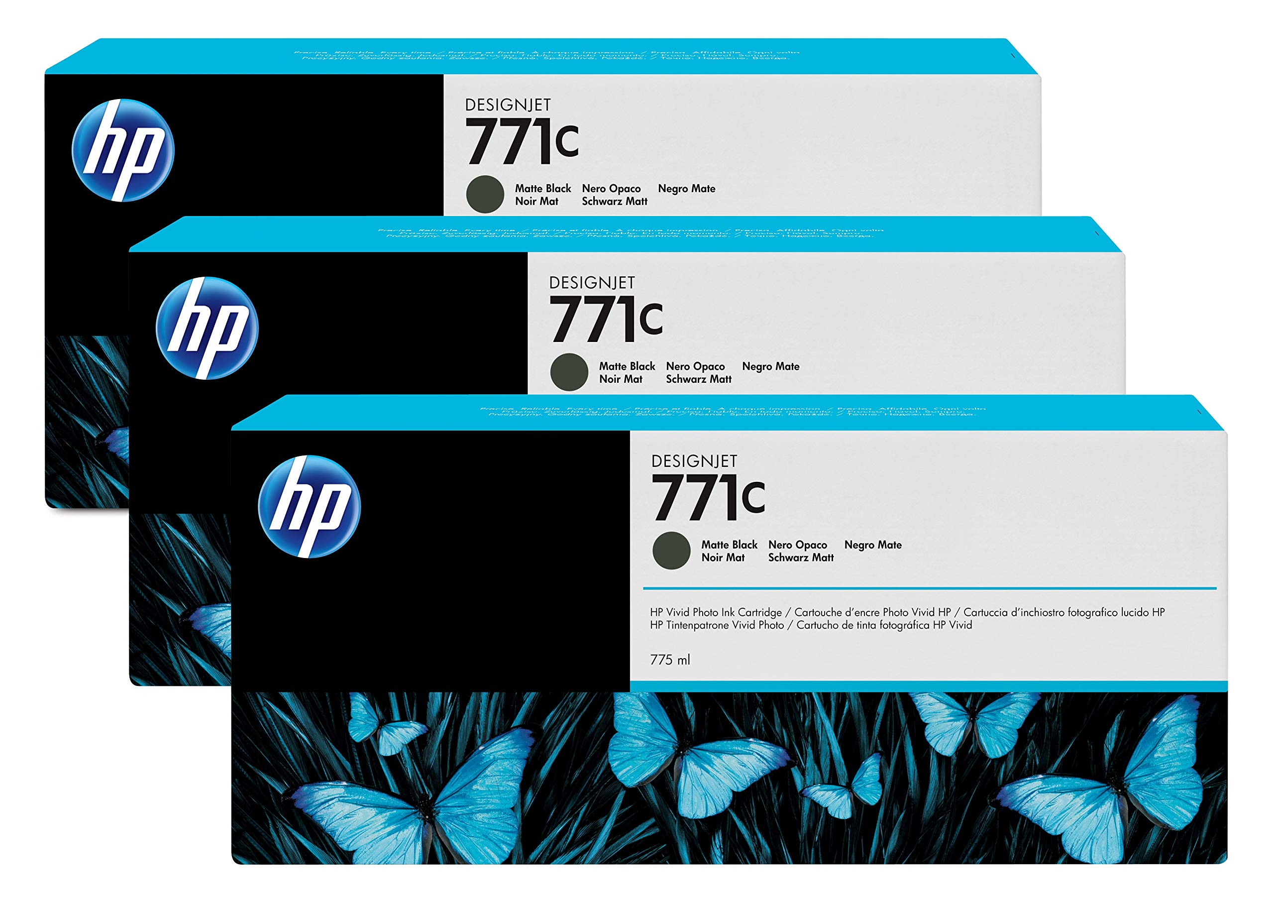 HP 771C 775ml DesignJet Ink Cartridge - Matte Black (Pack of 3)