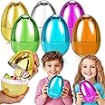 TURNMEON 6 Pack 6" Jumbo Metallic Gold Easter Eggs Plastic Empty Eggs Fillable Easter Hunt, Giant Large Easter Basket Stuffers Filler Filling Treats, Easter Party Favor Kids Classroom Prize Supplies