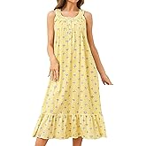 IZZY + TOBY 100% Cotton Nightgowns for Women Soft Ladies Gowns Sleepwear Long Sleeveless Nightgown