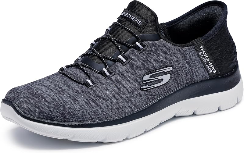 Mujer Summits Dazzling Haze Slip-In Entrenador, Black Mesh/White Trim, 40.5 EU Large