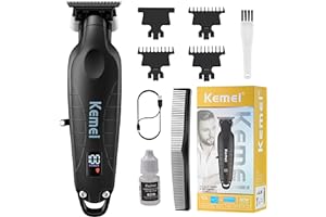 KEMEI 2293 Professional Hair/Beard Trimmer for Men Zero Gapped Hair Clippers for Barber with T Blade, Cordless Rechargeable