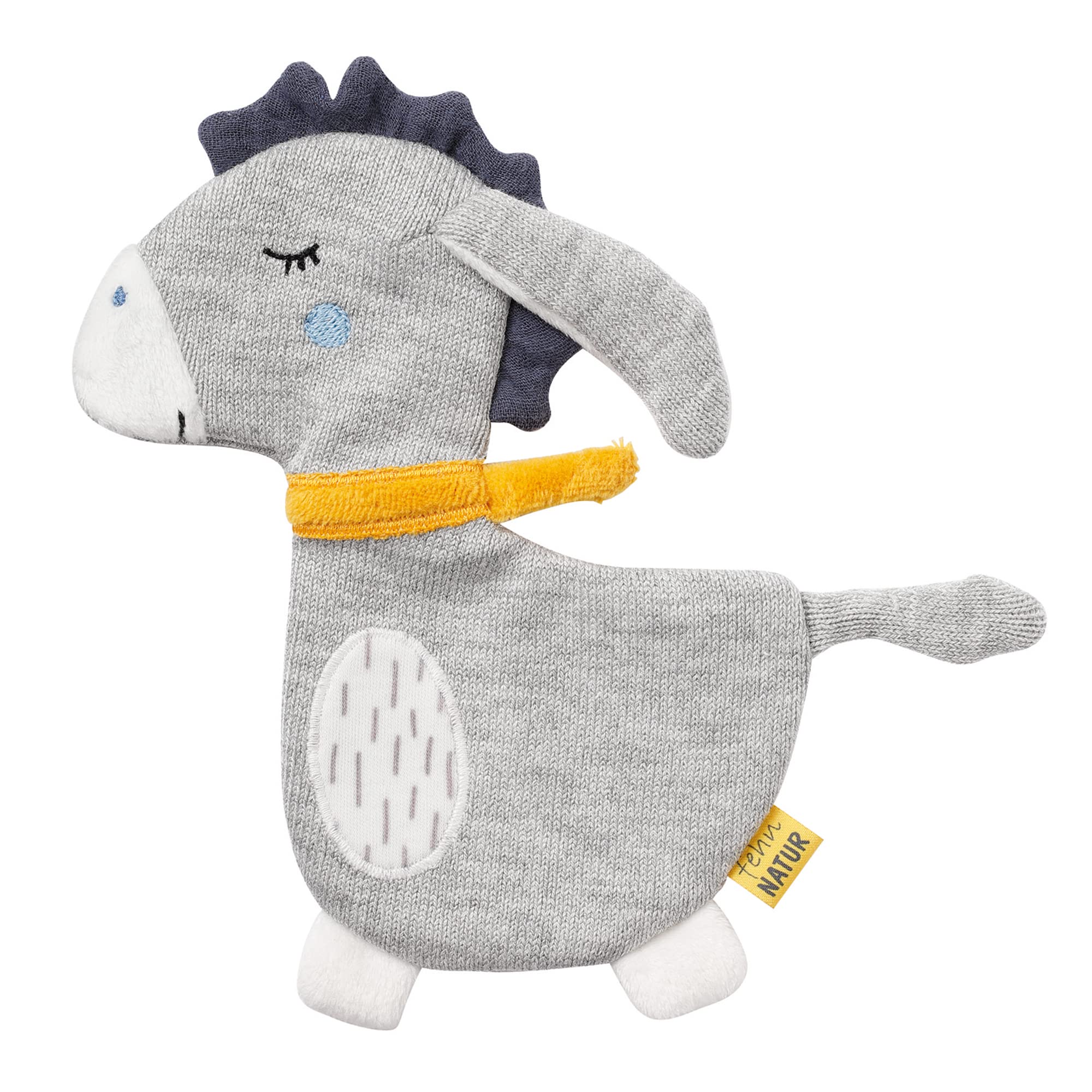 Fehn Knister Donkey fehnNATUR - Activity Baby Raschel Toy with Organic Cotton for Grasping and Playing - Rustle Animal Baby Toy - Ideal as a Motor Skills Toy for Babies and Toddlers from 0+ Months