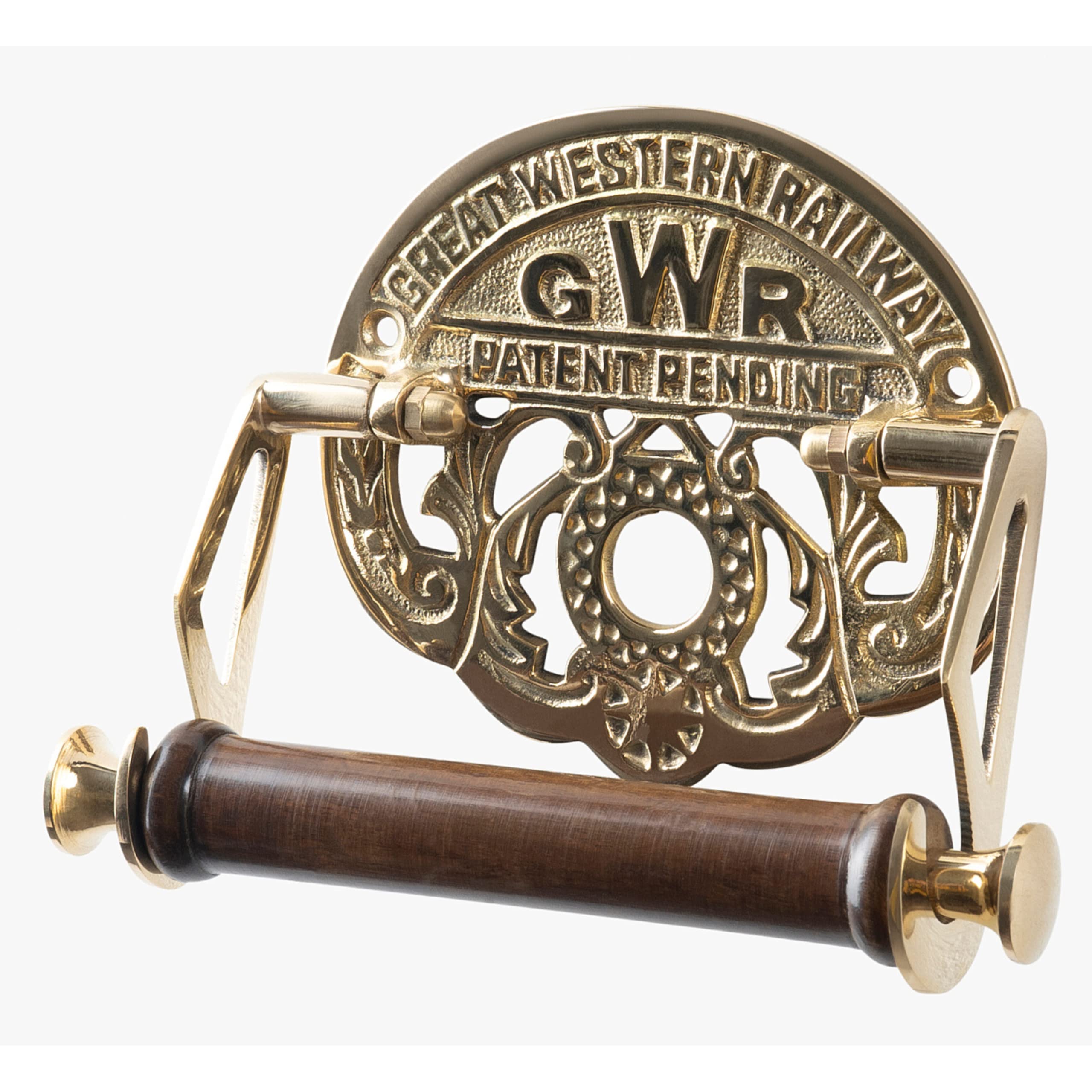 Assorted Collections GWR Toilet Roll Holder - Wall Mounted - Victorian Style Toilet Paper Holder for Bathroom – Novelty Brass Toilet Roll Holder - Easy Installation - Included Hardware