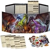 BiiSaa DM Screen with Dry Erase Pockets, Custom Inserts &amp; 5.5E References | DND 2024 Reference Sheets, 50 RPG Stickers, Fits A4 &amp; US Letter, Dry-Erase Tracking, Gift for DMs