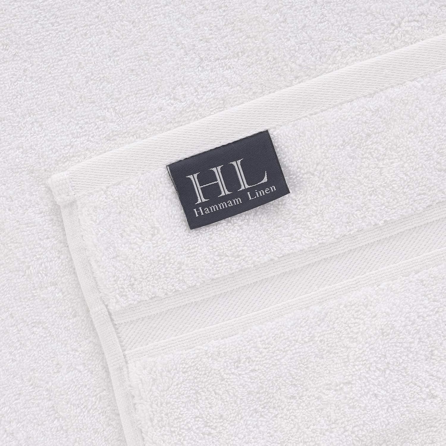 Hammam Linen 100% Cotton 6 Piece Towel Set, White Super Soft, Fluffy, and Absorbent, Premium Quality Perfect for Daily Use (2 x Bath Towels, 2 x Hand Towels, 2 x Washcloths): Home & Kitchen
