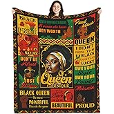 HEIFAM African American Gifts for Women, African Lady Girls Blanket, Black Queen Blanket, Encouragement Inspirational Birthday Gifts, Gifts for Black Women, Happy Birthday for Best Friend, 50"X60"