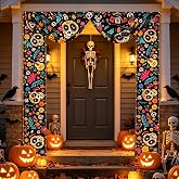 Etomiel Dia De Los Muertos Decorations Porch Banner with Light, Sugar Skull | Day of the Dead Decorations for Outdoor Indoor Fence Garage Yard Hanging Halloween Mexican Theme Party Decor