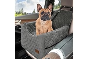 Dog Car Seat for Small/Medium Dogs, Memory Foam Dog Booster Seat, Elevated Pet Car Seat for Dogs up to 35 lbs, Travel Safety 
