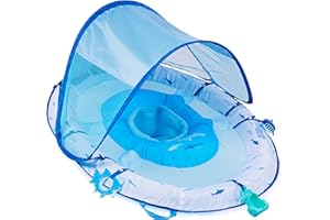 Swimways Ultra Baby Spring Float, Premium Inflatable Baby Pool Float with Sun Canopy (9-24 Months), Fast Inflation, Shark The