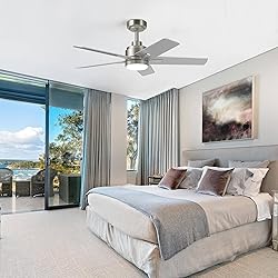 42 Inch Nickel Ceiling Fan with Light and Remote