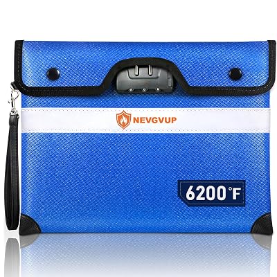 6200°F Upgraded Fireproof Document Bag with Lock, Fireproof Money Bag for Cash with Zipper/Reflective Strip, 9 Layer of Heat Insulated Material, Water Resistant Fire proof Bags for Documents,Safe Bags