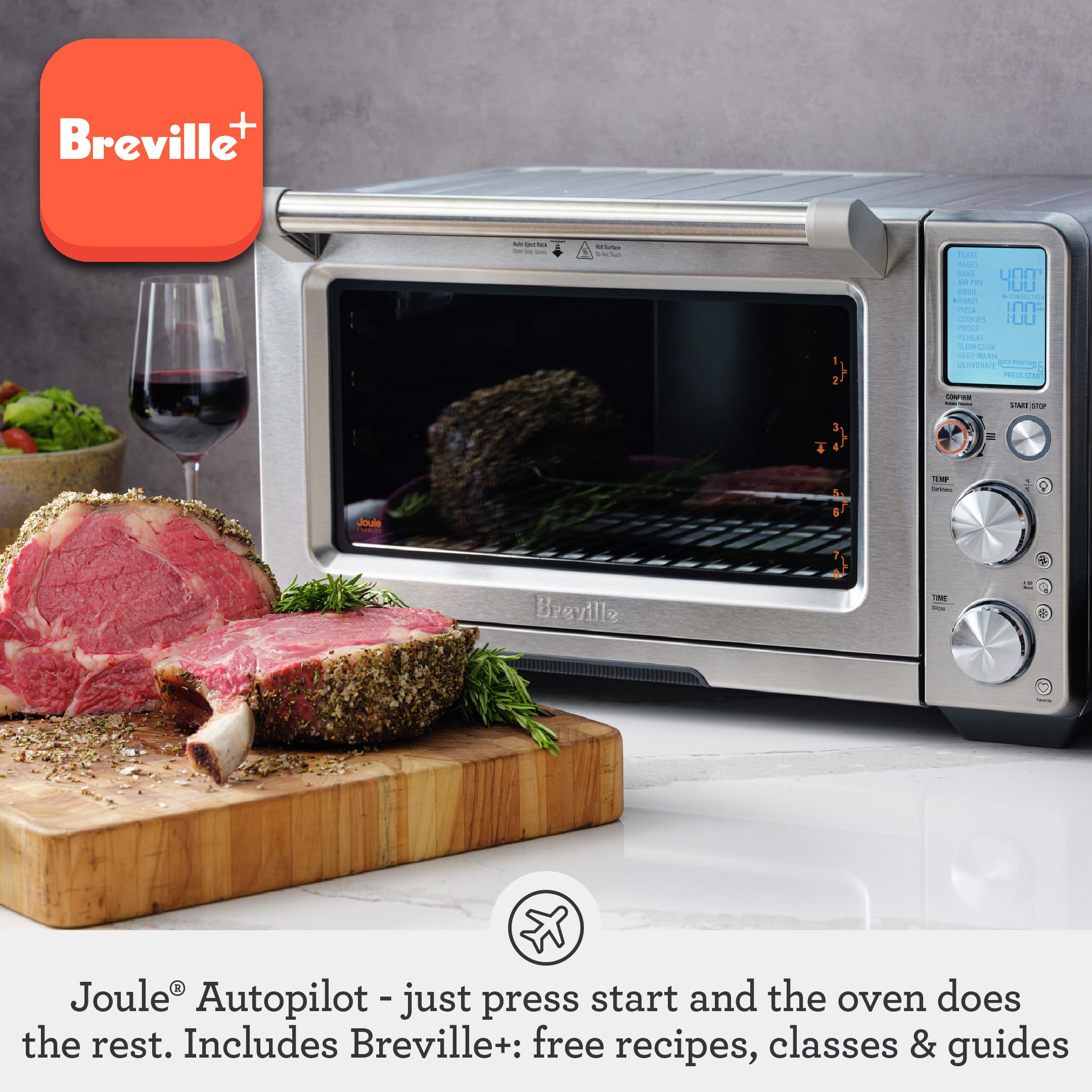 Breville BOV950BSS Joule Smart Oven Air Fryer Pro Horno de encimera, acero inoxidable cepillado