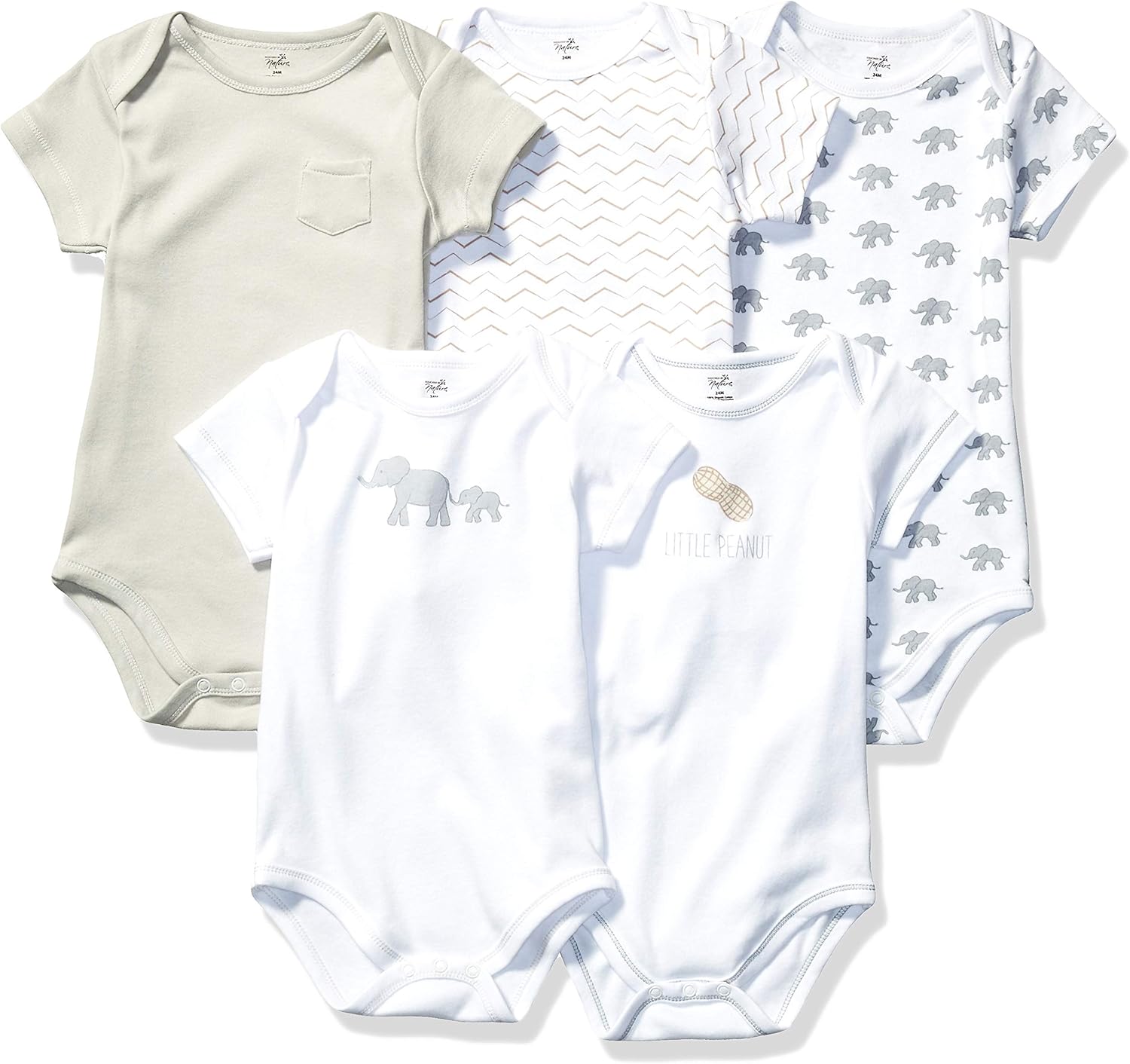 Touched by Nature Unisex Baby Organic Cotton Bodysuits: Clothing