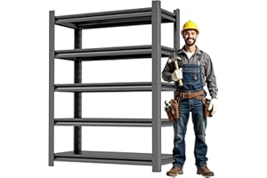 Okeiylaid Heavy Duty Garage Shelving,87" Hx48 Wx24 D 5-Tier Storage Shelves,3000 lbs Capacity,Easy Assembly Adjustable Stainless Metal Shelf,Suitable for Garage Basement Office Farmhouse etc