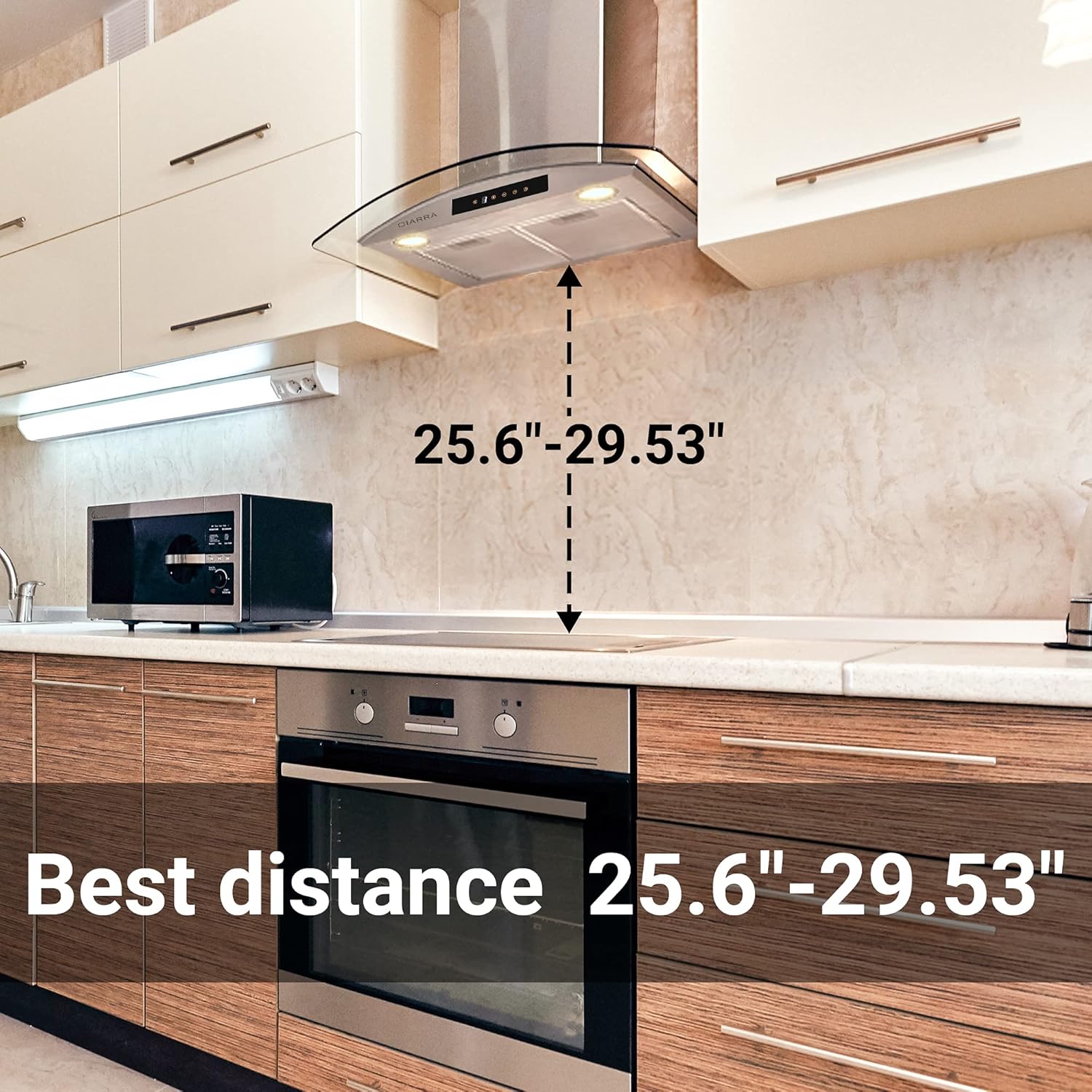 Amazon Com Ciarra Cas75502 Glass Vent Hood Wall Mount Range Hood 30 Inch Stainless Steel Stove Hood For Kitchen With 3 Speed Exhaust Fan Aluminum Mesh Filters Touch Control Ducted Ductless Convertible