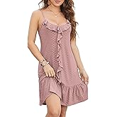 Alealiy Swimsuit Coverup for Women Summer Dress Spaghetti Strap Dresses Eyelet Sundresses Causal Beach Vacation Clothes