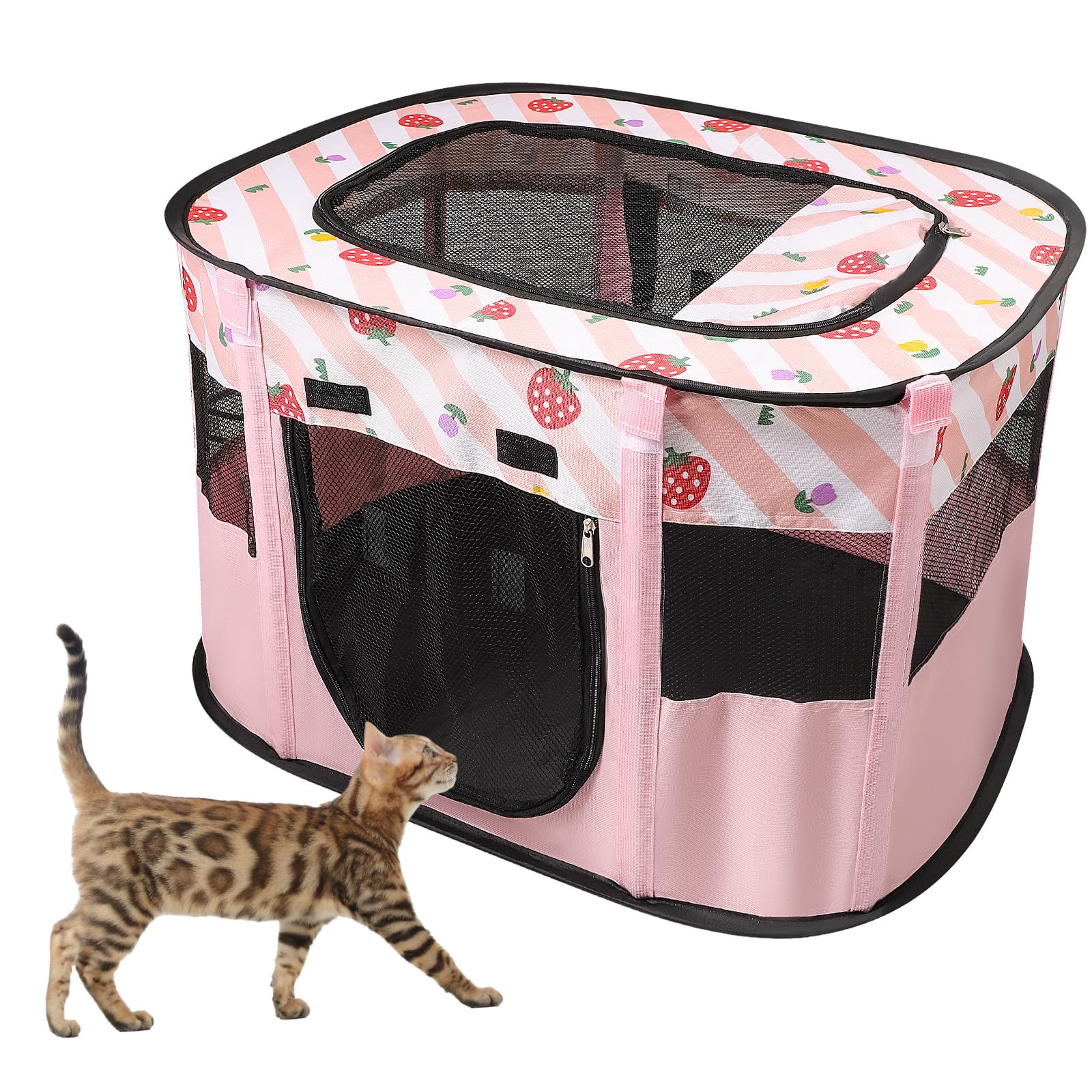 Foldable Pet Playpen, Portable Dog Cat Kennel Cage, Indoor/Outdoor Pop up Pet Tent Fence, Rectangle Delivery Room Pets Tent for Puppy Dog Kitten Cat