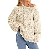 Cicy Bell Womens Oversized Cable Knit Sweaters Long Sleeve Crewneck Chunky Loose Fit Pullover Tops