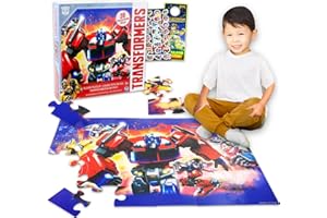 Transformers Floor Puzzle for Kids Set - Bundle with 36 Piece Optimus Prime Floor Puzzle Plus Stickers, More | Transformers Jigsaw Puzzles for Kids Ages 4-8