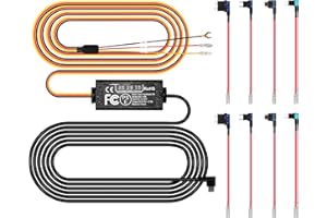 Pelsee Dash Cam Hardwire Kit, Type-C Full Set Hard Wire Kit Fuse, 12V-24V to 5V Dash Camera Car Charger Cable Kit, Low Voltage Protection, LED Indicator, Double-4 Fuse Cable and Installation Tool