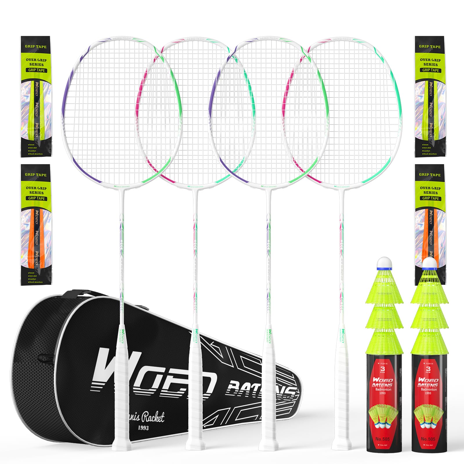 Professional Carbon Fiber Badminton Rackets Badminton Racquet for Backyards Gym(2/4 Packs) Image