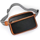 Fanny Packs for Women Vegan Leather Waist Packs with Adjustable Strap, Crossbody Purse Belt Bag for Women (Black)
