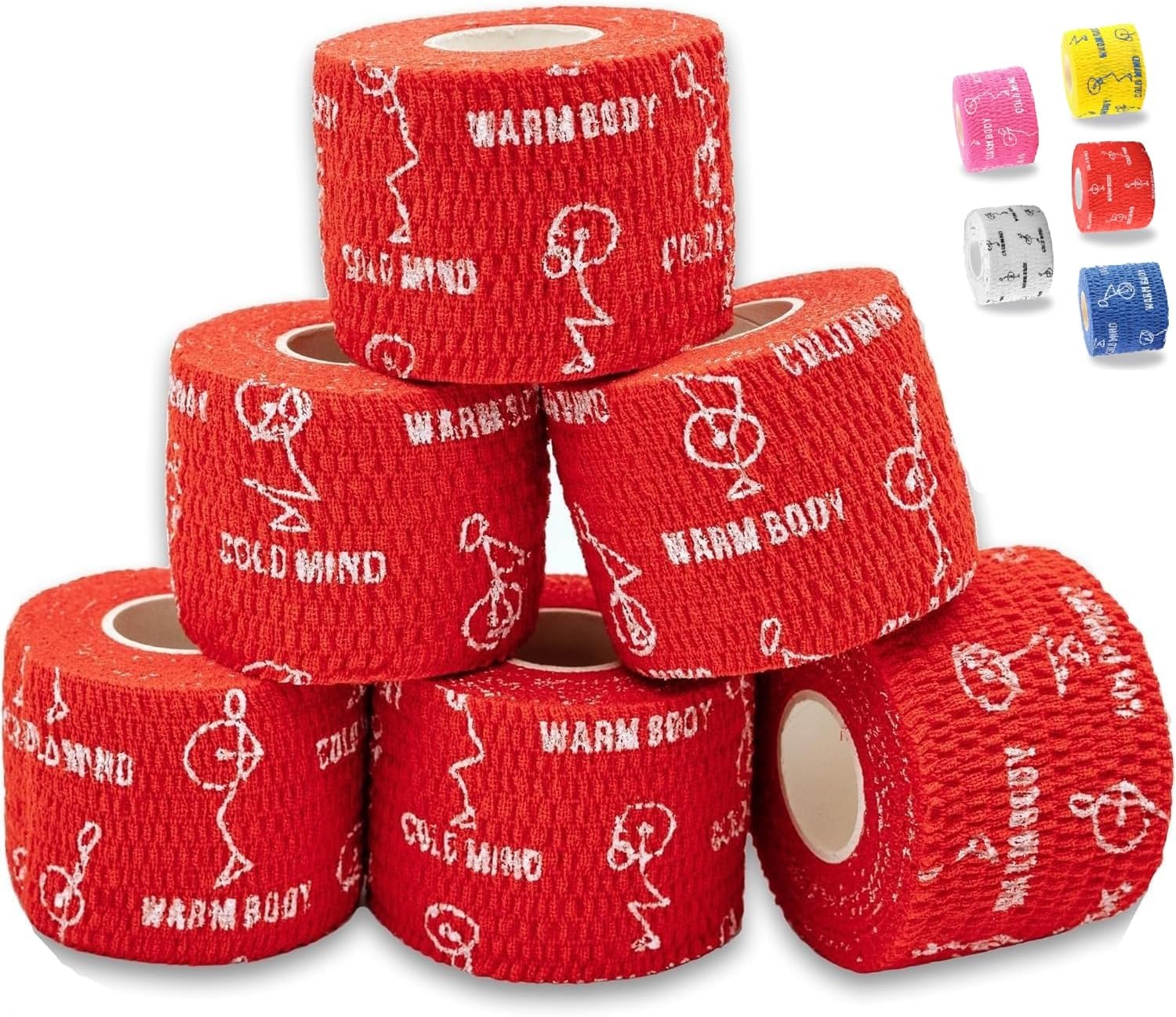 WARM BODY COLD MIND Weight Lifting Thumb Tape - Hook Grip Tape for Crossfit, Weightlifting Powerlifting Deadlift, Sticky & Stretchy Athletic Grip Tape (6 Rolls Red, 19ft x 1.85in) — image 1