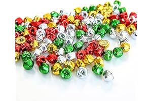 DHAIQC 120 Pcs Christmas Jingle Bells 0.5 Inch, 4 Colors Mixed Mini Craft Jingle Bells Colorful Metal Bells for Wreath Holiday Home and Christmas DIY Decoration (4 Colors, 0.5 inch)
