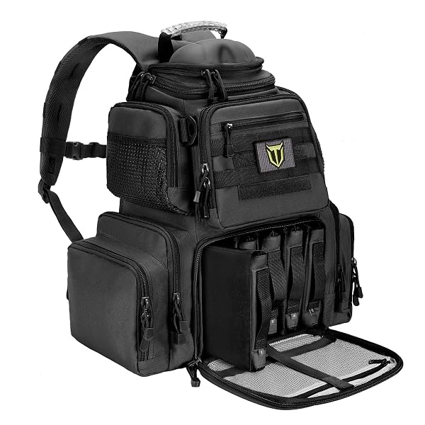 TIDEWE TACTICAL RANGE BACKPACK BAG FOR GUN AND AMMO WITH PISTOL CASE (BLACK)