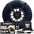 Y Strap for Spare Tire - Heavy Duty Spare Tire Strap for UTV, Offroad Accessories & Roof Rack, 3 Way Ratchet Strap Tie Down- 1.6" Wide, Can Secure Up to 40" Tire by Straight Jacket Crew (Black)