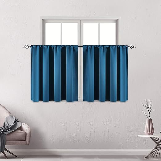 Amazon Com Huto 36 Inches Length Teal Curtains Room Darkening