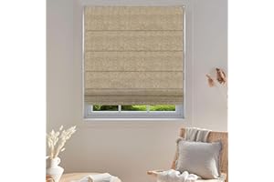 TINFONBLY Blackout Custom Roman Shades for Windows, Thermal Insulated Sunlight Blocking Window Blinds for Home Office, Privacy French Door Shade, 27" W x 52" H Sandy Brown, Easy Install