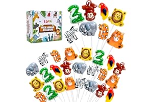 EORA Wildlife-Shaped Lollipops 24 Pack, 8 Shapes + 8 Flavors Safari Animal-Themed Candy Suckers For Zoo Birthday Parties, Jungle Theme Sweet Treats Individually Wrapped Bulk, Wildlife Conservation Candy