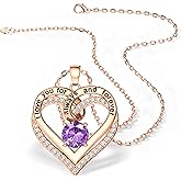 S925 Sterling Silver I Love You Necklace Anniversary Birthday Gift for Women Rose Gold Forever Love Heart Pendant for Her Anniversary Valentines Christmas Gift for Wife Girlfriend Mom Daughter