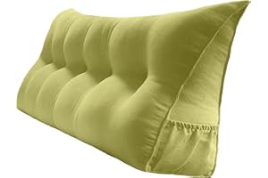 Peachwell Triangular Reading Bed Rest Pillow Large Bolster Cushion Headboard Backrest Wedge Pillow with Removable Cover and Two Large Side Pockets (Lime, Queen: 59 x 8 x 20 inches)