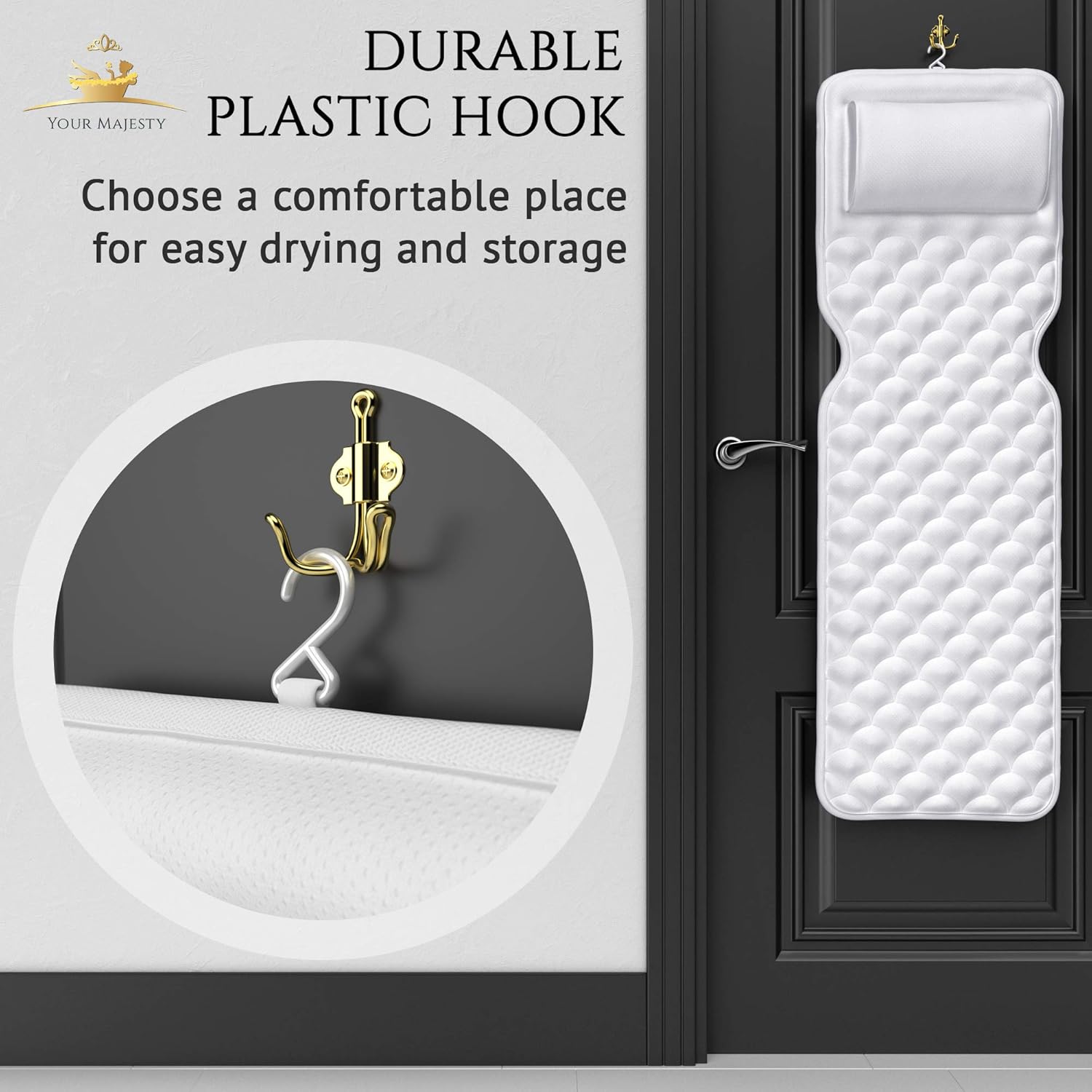 Premium Full Body Bath Pillow For Tub [22 Anti-Slip Suction Cups], Extra Soft Neck and Back Support to Relax and Unwind, QuickDry Fabric, Cooling Effect, Durable, Cushioned | With Machine Washable Bag : Beauty