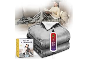 MEFINE Heated Blanket Throw Soft Flannel Electric Heated Blanket Small for Office Chair, Lap Heating Blanket Throw 40''x70'' with Auto Shut-off and 6 Heating Level, Machine Washable, Christmas Gift for Women