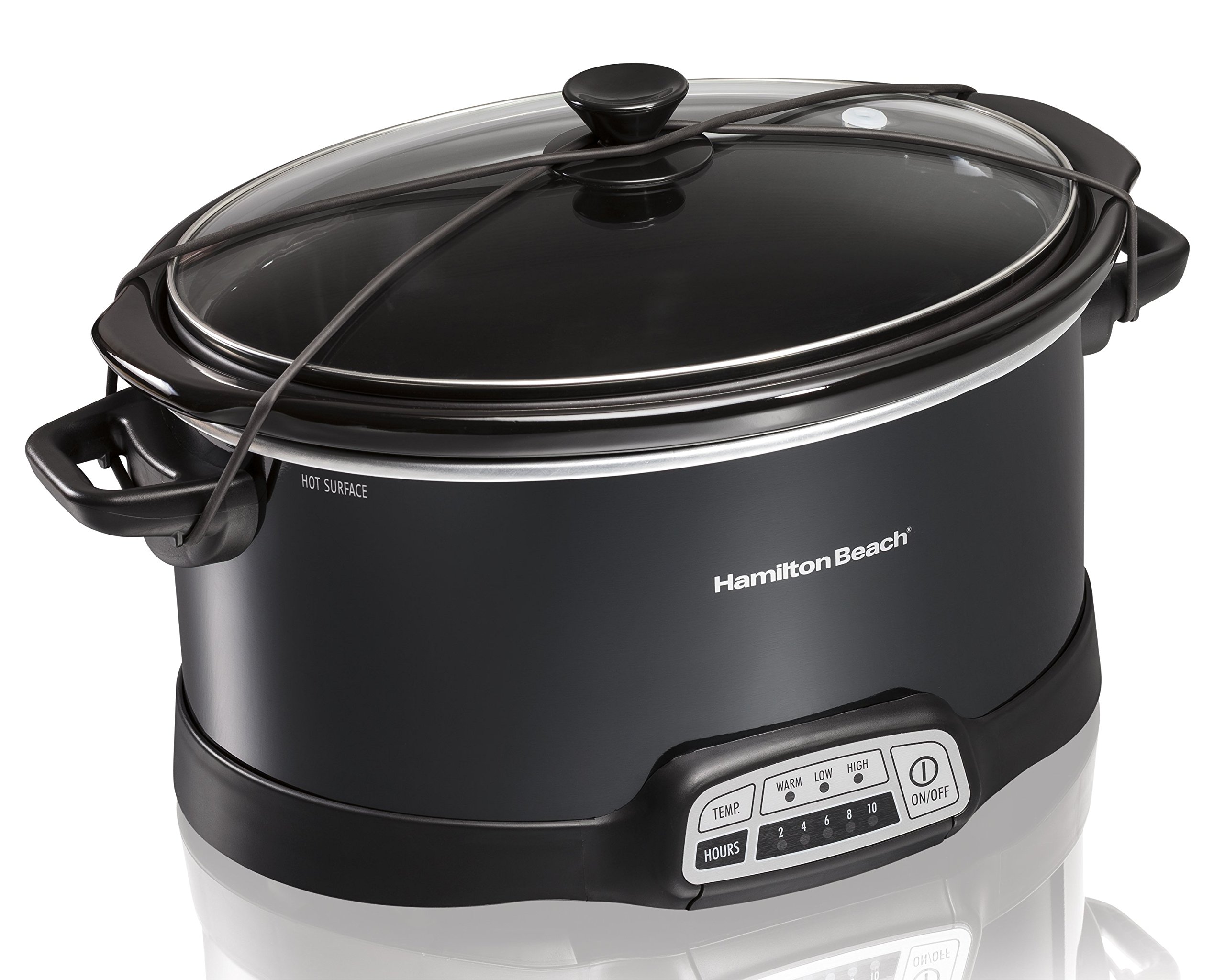 Hamilton Beach Programmable Slow Cooker, 7Quart with Lid Latch Strap