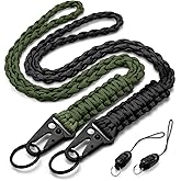 CooBigo 2 Set Heavy Duty Paracord Lanyard Necklace Keychains with HK Clip,550 Parachute Lanyard for Keys, ID Card Badge