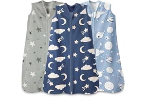 Wrrernsin Baby Sleep Sack 0-6 Months,100% Cotton TOG 0.5 Wearable Blanket for Newborn and Infant, 3 Pack 2-Way Zipper Lightweight Sleeping Bags for Toddler